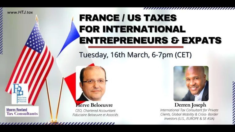 (WEBINAR) U.S./France Taxes for International Entrepreneurs & Expats – 16th MARCH 2021